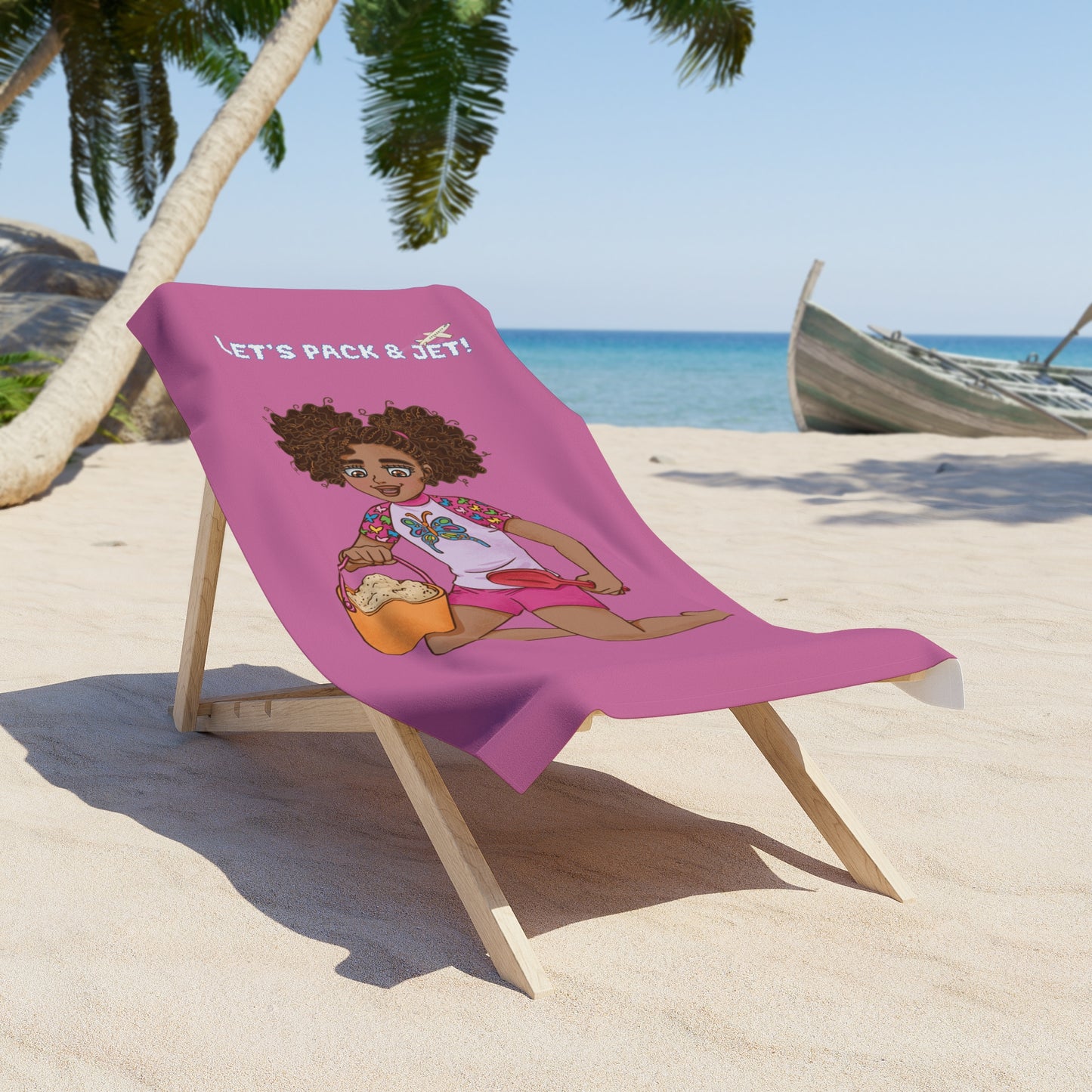 Let's Pack & Jet! Pink Beach Towel