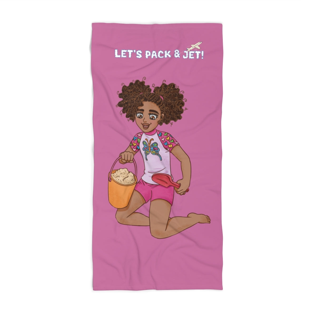 Let's Pack & Jet! Pink Beach Towel