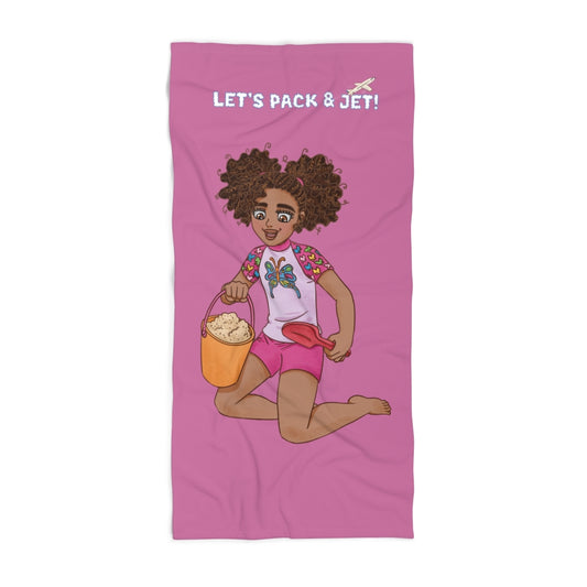Let's Pack & Jet! Pink Beach Towel